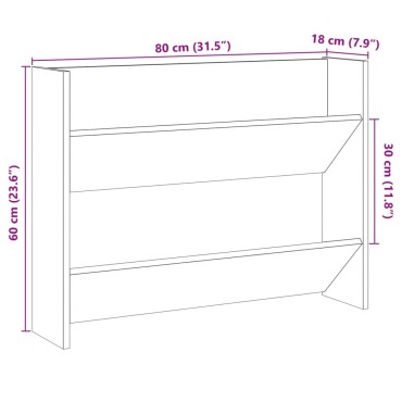 vidaXL Παπουτσοθήκη Τοίχου Αρτισιανή Δρυς 80x18x60cm Επεξ. Ξύλο