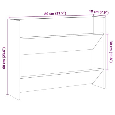 vidaXL Παπουτσοθήκη Τοίχου Αρτισιανή Δρυς 80x18x60cm Επεξ. Ξύλο