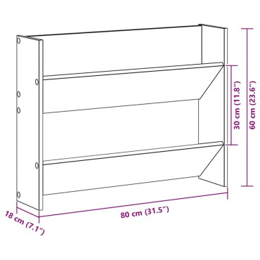 vidaXL Παπουτσοθήκη Τοίχου Αρτισιανή Δρυς 80x18x60cm Επεξ. Ξύλο