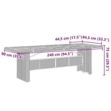 vidaXL Σετ Τραπεζαρίας Κήπου 11 τεμ. Γκρι Συνθ. Ρατάν με Μαξιλάρια 57x69x106cm