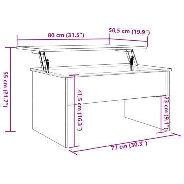 vidaXL Τραπεζάκι Σαλονιού Αρτισιανή Δρυς 80x50,5x41,5cm Επεξεργ. Ξύλο 1 τεμ.