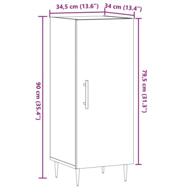 vidaXL Ντουλάπι Αρτισιανή Δρυς 34,5x34x90cm Επεξεργασμένο Ξύλο 1 τεμ.
