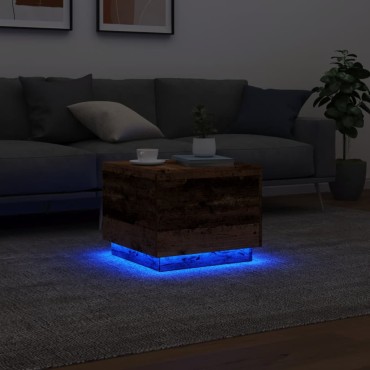 vidaXL Τραπεζάκι Σαλονιού με LED Όψη Παλαιού Ξύλου 50x50x40cm 1 τεμ.