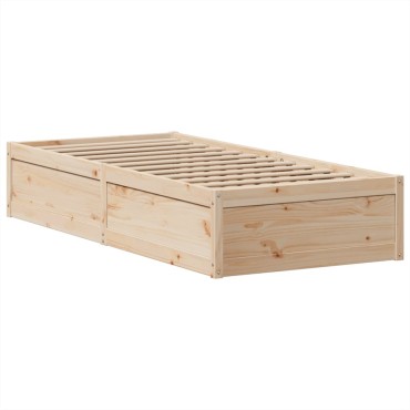 vidaXL Σκελετός Κρεβατιού Χωρίς Στρώμα 75x190 εκ Μασίφ Ξύλο Πεύκου
