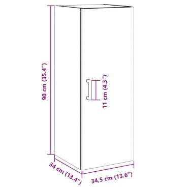 vidaXL Ντουλάπι Τοίχου Αρτισιανή Δρυς 34,5x34x90cm από Επεξεργ. Ξύλο 1 τεμ.