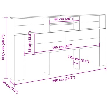 vidaXL Κεφαλάρι Με Αποθηκευτικό Χώρο 200x19x103,5cm Επεξ. Ξύλο 1 τεμ.