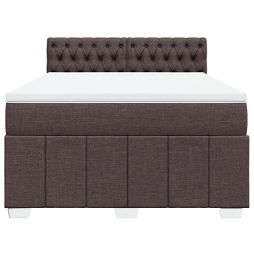 vidaXL Κρεβάτι Boxspring με Στρώμα Σκούρο Καφέ 160x200 εκ Υφασμάτινο