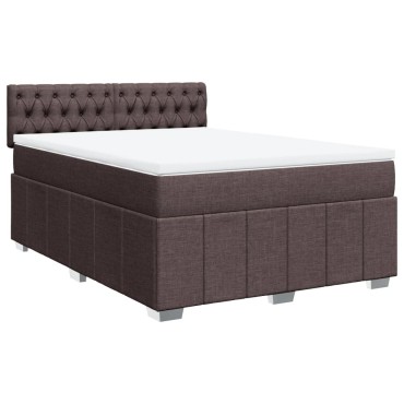 vidaXL Κρεβάτι Boxspring με Στρώμα Σκούρο Καφέ 160x200 εκ Υφασμάτινο