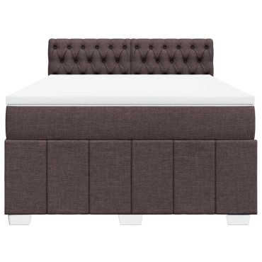 vidaXL Κρεβάτι Boxspring με Στρώμα Σκούρο Καφέ 160x200 εκ Υφασμάτινο
