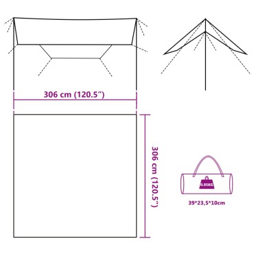 vidaXL Μουσαμάς Κάμπινγκ Αδιάβροχος Καφέ 306x306 εκ.