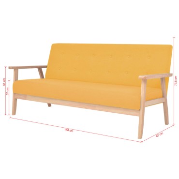 vidaXL Σετ Σαλονιού 2 τεμ. Κίτρινο Υφασμάτινο 113,5x67x73,5cm  Διθέσιος Τριθέσιος
