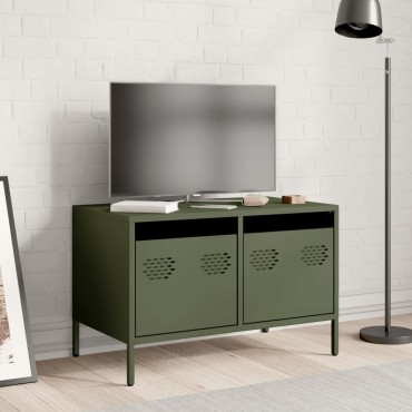 vidaXL Έπιπλο Τηλεόρασης Λαδί 68x39x43,5cm Χάλυβας Ψυχρής Έλασης