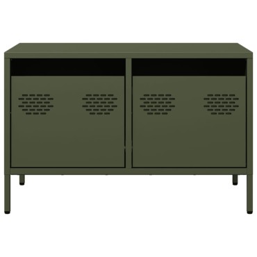 vidaXL Έπιπλο Τηλεόρασης Λαδί 68x39x43,5cm Χάλυβας Ψυχρής Έλασης