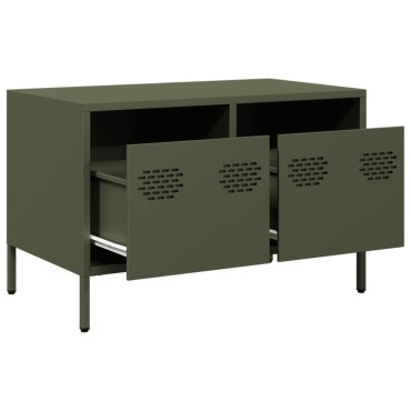 vidaXL Έπιπλο Τηλεόρασης Λαδί 68x39x43,5cm Χάλυβας Ψυχρής Έλασης