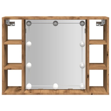 vidaXL Έπιπλο Καθρέπτη με LED Αρτισιανή Δρυς 76x15x55cm Επεξ. Ξύλο 1 τεμ.