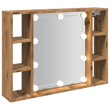 vidaXL Έπιπλο Καθρέπτη με LED Αρτισιανή Δρυς 76x15x55cm Επεξ. Ξύλο 1 τεμ.