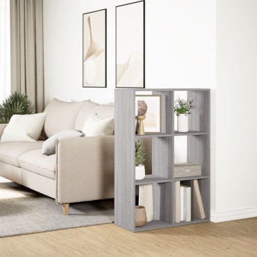 vidaXL Βιβλιοθήκη/Διαχωριστικό Χώρου Γκρι 69,5x29x103,5cm Επεξ. Ξύλο 1 τεμ.