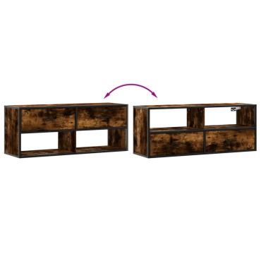 vidaXL Έπιπλο Τηλεόρασης Καπνιστή Δρυς 100x31x39,5cm Επεξ.Ξύλο/Μέταλλο