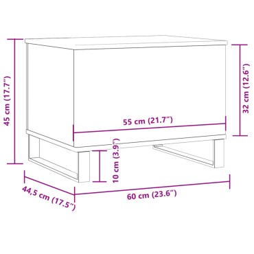 vidaXL Τραπεζάκι Σαλονιού Όψη Παλαιού Ξύλου 60x44,5x45cm Επεξ. Ξύλο 1 τεμ.