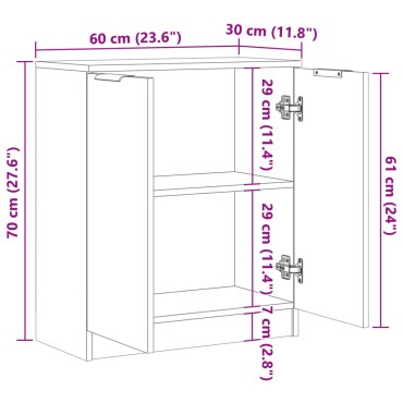vidaXL Μπουφές Αρτισιανή Δρυς 60x30x70cm από Επεξεργασμένο Ξύλο 1 τεμ.