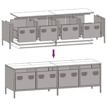 vidaXL Έπιπλο Τηλεόρασης Μαύρο 135x39x43,5cm Ατσάλι Ψυχρής Έλασης