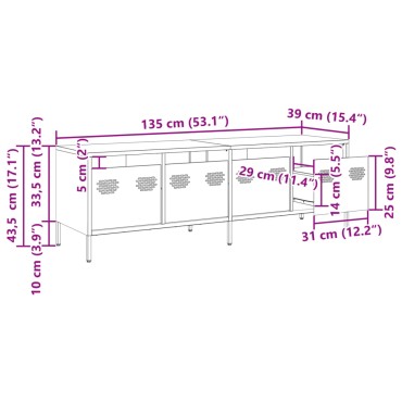 vidaXL Έπιπλο Τηλεόρασης Ανθρακί 135x39x43,5cm Ατσάλι Ψυχρής Έλασης