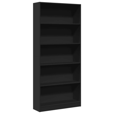vidaXL Βιβλιοθήκη Μαύρο 80x24x176cm από Επεξεργασμένο Ξύλο 1 τεμ.
