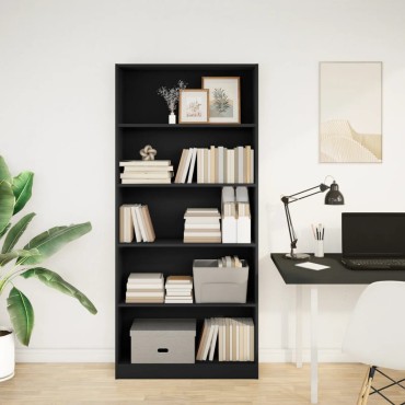 vidaXL Βιβλιοθήκη Μαύρο 80x24x176cm από Επεξεργασμένο Ξύλο 1 τεμ.