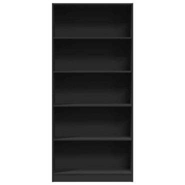 vidaXL Βιβλιοθήκη Μαύρο 80x24x176cm από Επεξεργασμένο Ξύλο 1 τεμ.