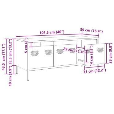 vidaXL Έπιπλο Τηλεόρασης Μουσταρδί 101,5x39x43,5 Ατσάλι Ψυχρής Έλασης 101,5x39x43,5cm