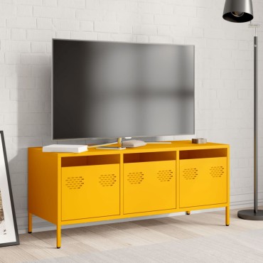 vidaXL Έπιπλο Τηλεόρασης Μουσταρδί 101,5x39x43,5 Ατσάλι Ψυχρής Έλασης 101,5x39x43,5cm