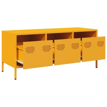 vidaXL Έπιπλο Τηλεόρασης Μουσταρδί 101,5x39x43,5 Ατσάλι Ψυχρής Έλασης 101,5x39x43,5cm