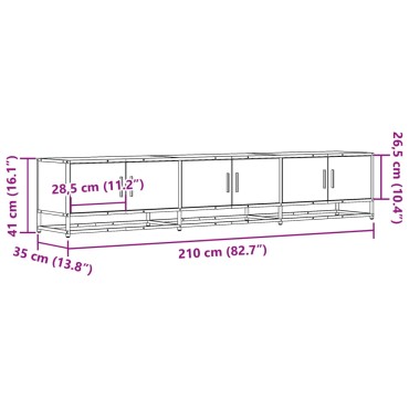 vidaXL Έπιπλο Τηλεόρασης Μαύρο 210x35x41cm Επεξεργασμένο Ξύλο