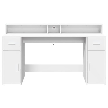 vidaXL Γραφείο με LED Λευκό 160x55x91cm από Επεξεργασμένο Ξύλο 1 τεμ.