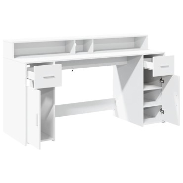 vidaXL Γραφείο με LED Λευκό 160x55x91cm από Επεξεργασμένο Ξύλο 1 τεμ.