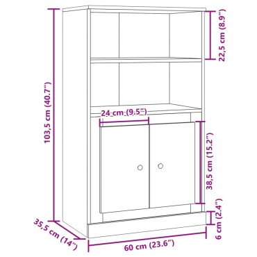 vidaXL Ντουλάπι Όψη Παλαιού Ξύλου 60x35,5x103,5cm Επεξ. Ξύλο 1 τεμ.