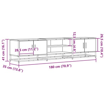 vidaXL Έπιπλο Τηλεόρασης Γκρι Sonoma 180x35x41cm από Επεξεργ. Ξύλο