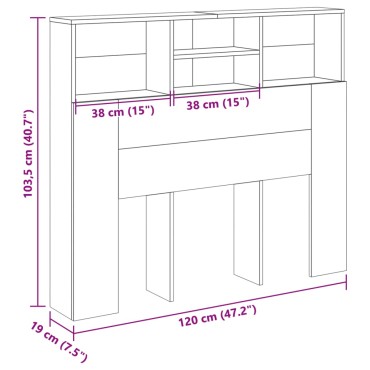 vidaXL Κεφαλάρι Με Αποθηκευτικό Χώρο 120x19x103,5cm Επεξ. Ξύλο 1 τεμ.