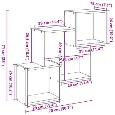 vidaXL Ντουλάπι Τοίχου Γκρι Σκυρ. 78x18x71cm από Επεξεργασμένο Ξύλο 1 τεμ.