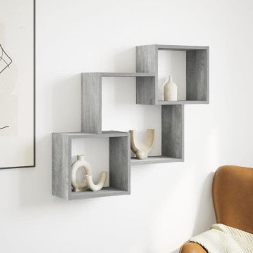 vidaXL Ντουλάπι Τοίχου Γκρι Σκυρ. 78x18x71cm από Επεξεργασμένο Ξύλο 1 τεμ.