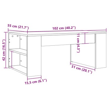 vidaXL Τραπεζάκι Σαλονιού Αρτισιανή Δρυς 102x55x42cm Επεξ. Ξύλο 1 τεμ.