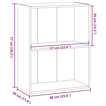 vidaXL Βιβλιοθήκη Καφέ Δρυς 60x30x77cm από Επεξεργασμένο Ξύλο 1 τεμ.