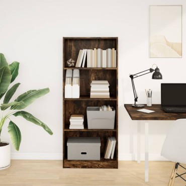vidaXL Βιβλιοθήκη Καπνιστή Δρυς 60x24x143cm από Επεξεργασμένο Ξύλο 1 τεμ.