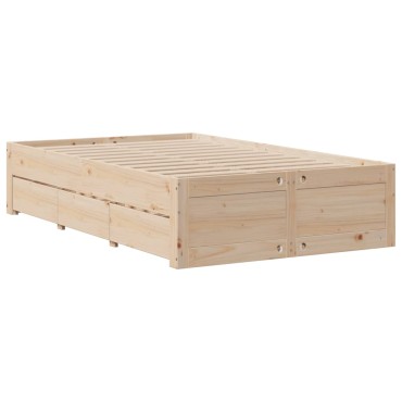 vidaXL Κρεβάτι Βιβλιοθήκη Χωρίς Στρώμα 135x190 εκ Μασίφ Ξύλο Πεύκου