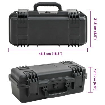 vidaXL Θήκη Πτήσης Φορητή Μαύρη 46,5x21,5x17,5 εκ. από Πολυπροπυλένιο