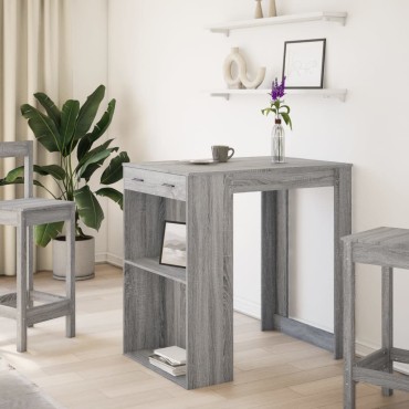 vidaXL Τραπέζι Μπαρ Γκρι Sonoma 102x70x103,5cm Επεξεργ. Ξύλο 1 τεμ.