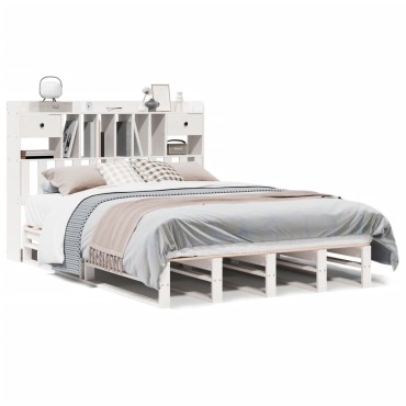 vidaXL Κρεβάτι Βιβλιοθήκη Χωρίς Στρώμα 150x200 εκ Μασίφ Ξύλο Πεύκου
