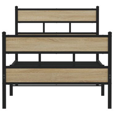 vidaXL Σκελετός Κρεβ. Χωρίς Στρώμα Sonoma Δρυς 80x200 εκ. Μεταλλικό