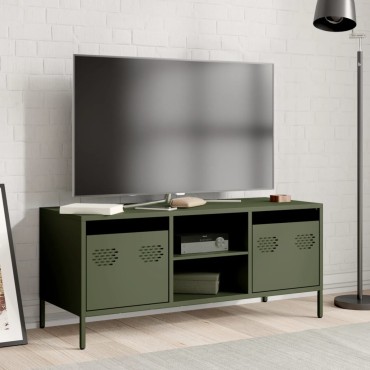 vidaXL Έπιπλο Τηλεόρασης Λαδί 101,5x39x43,5cm Ατσάλι Ψυχρής Έλασης