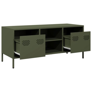 vidaXL Έπιπλο Τηλεόρασης Λαδί 101,5x39x43,5cm Ατσάλι Ψυχρής Έλασης